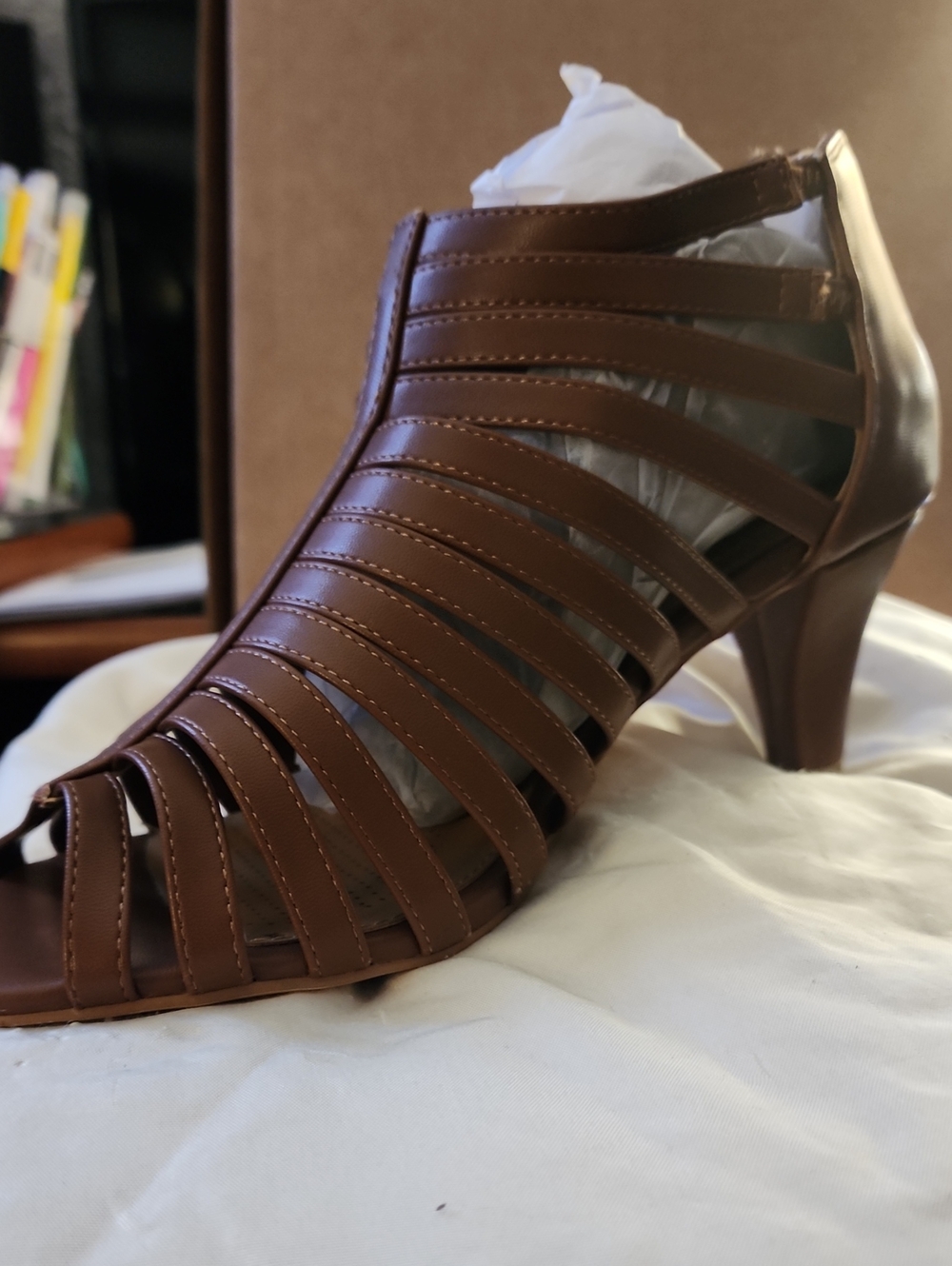 Brown Strappy Mid-Heel Sandal